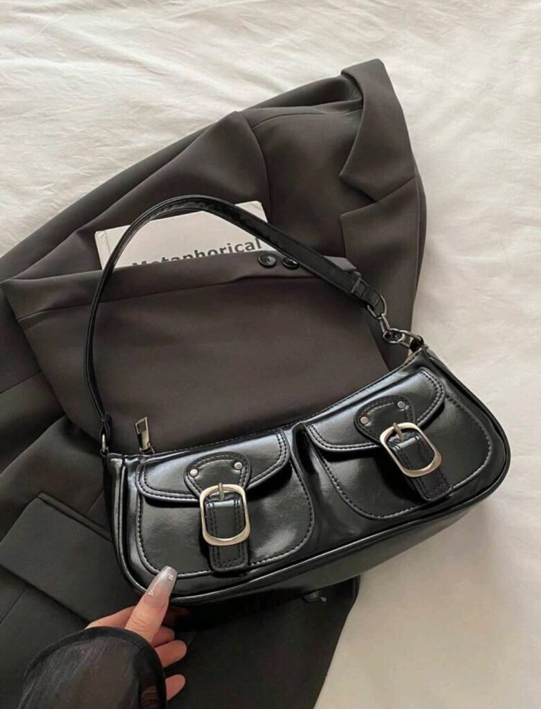Bolso Éclat Noir Prestige de Doble Hebilla Dorada