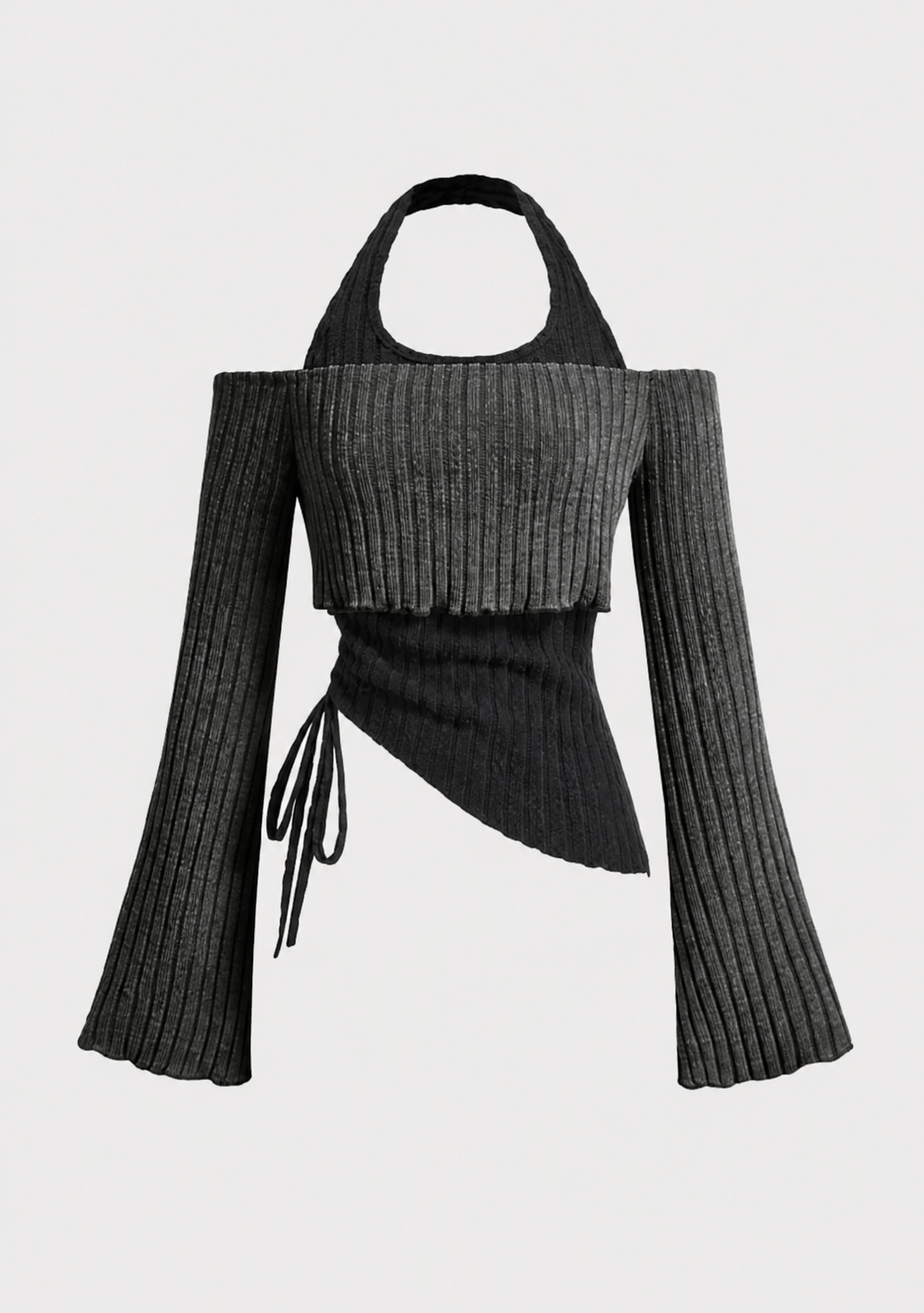 Top Negro Gótico Asimétrico Halter