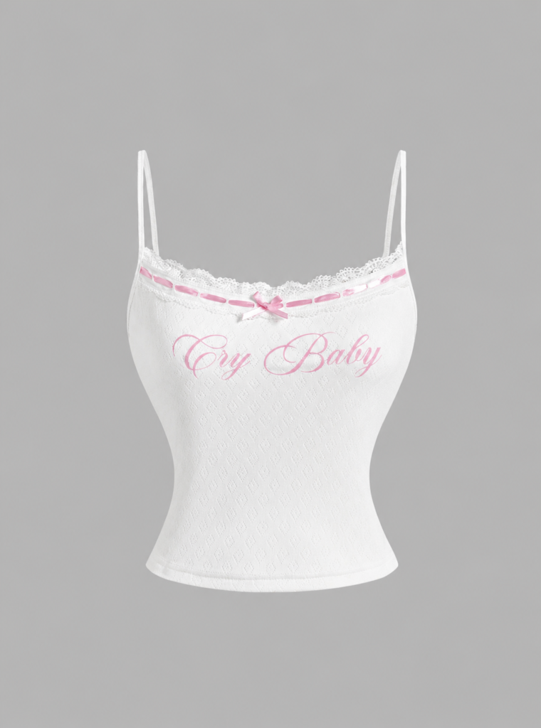 Top Baby Doll Y2K Coquette con Encaje