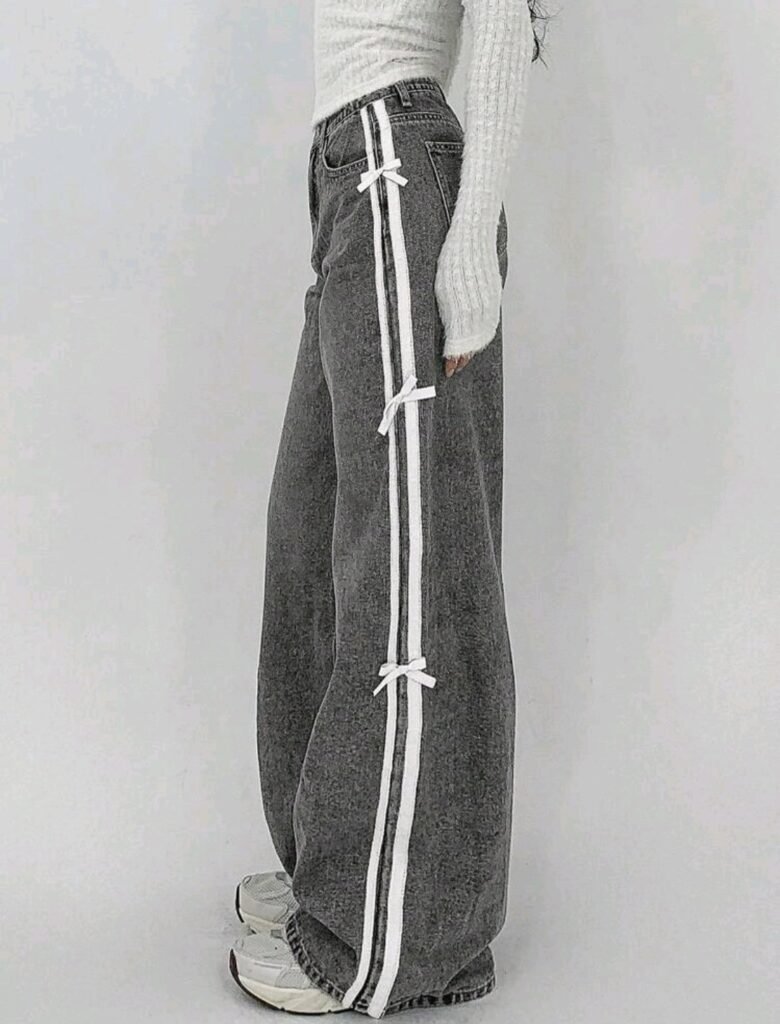 Jean Wide Leg Y2K Dark con Lazos