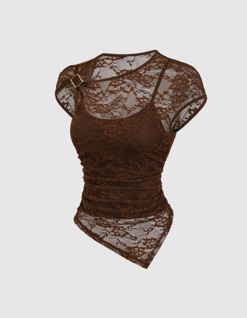 Top Dark Romance Lace Marrón