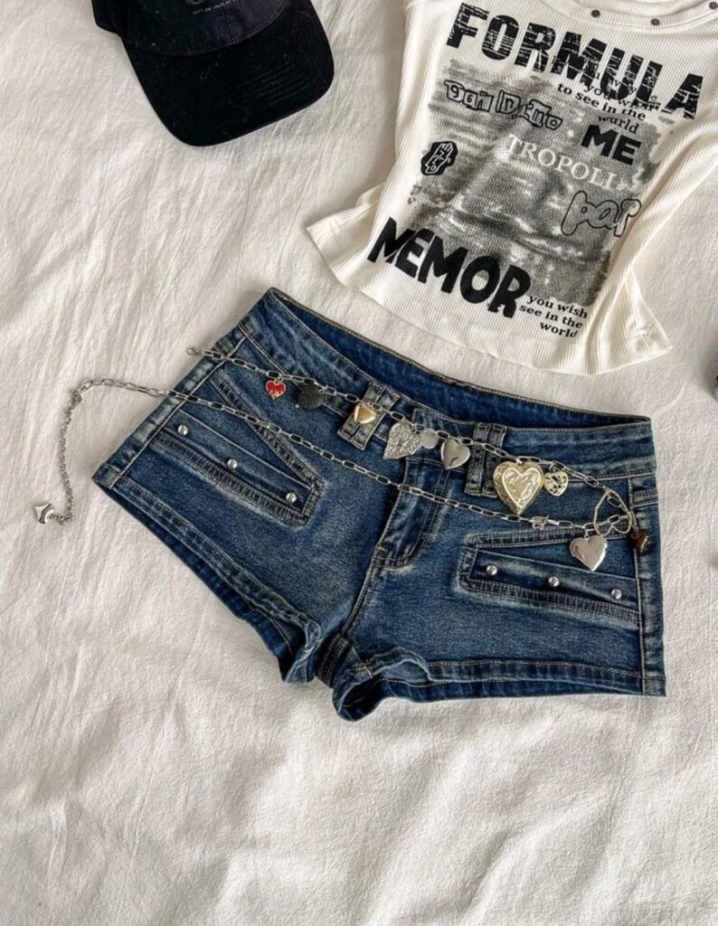 Short Denim Charms Y2K
