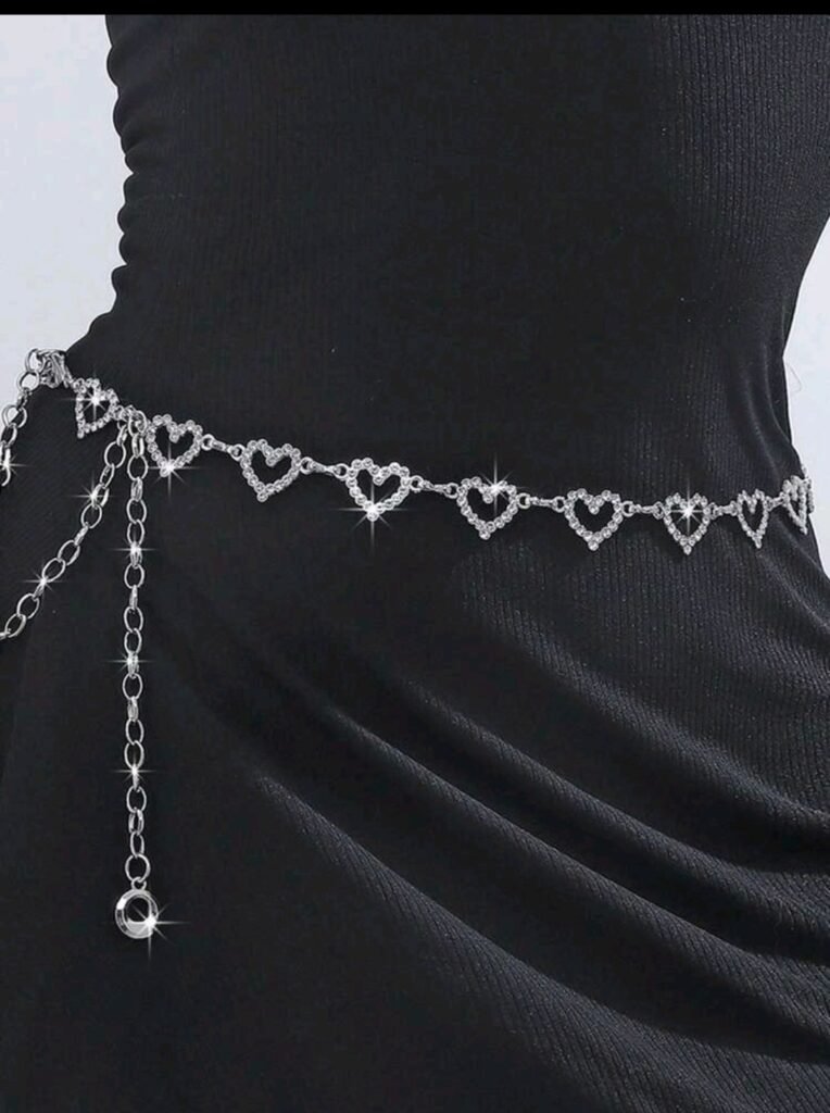 Cadena para Cintura con Corazones Plateados