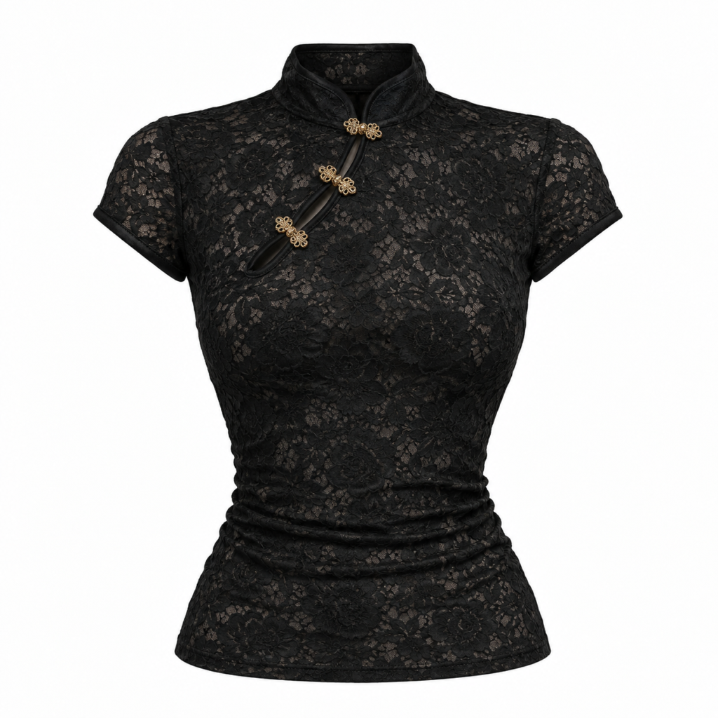 Blusa Black Qipao Lace