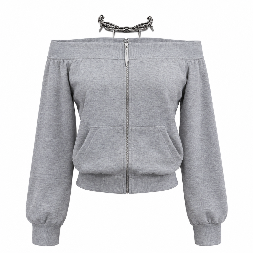 Casaca Urban Luxe Eclipse Gris de Hombros Descubiertos