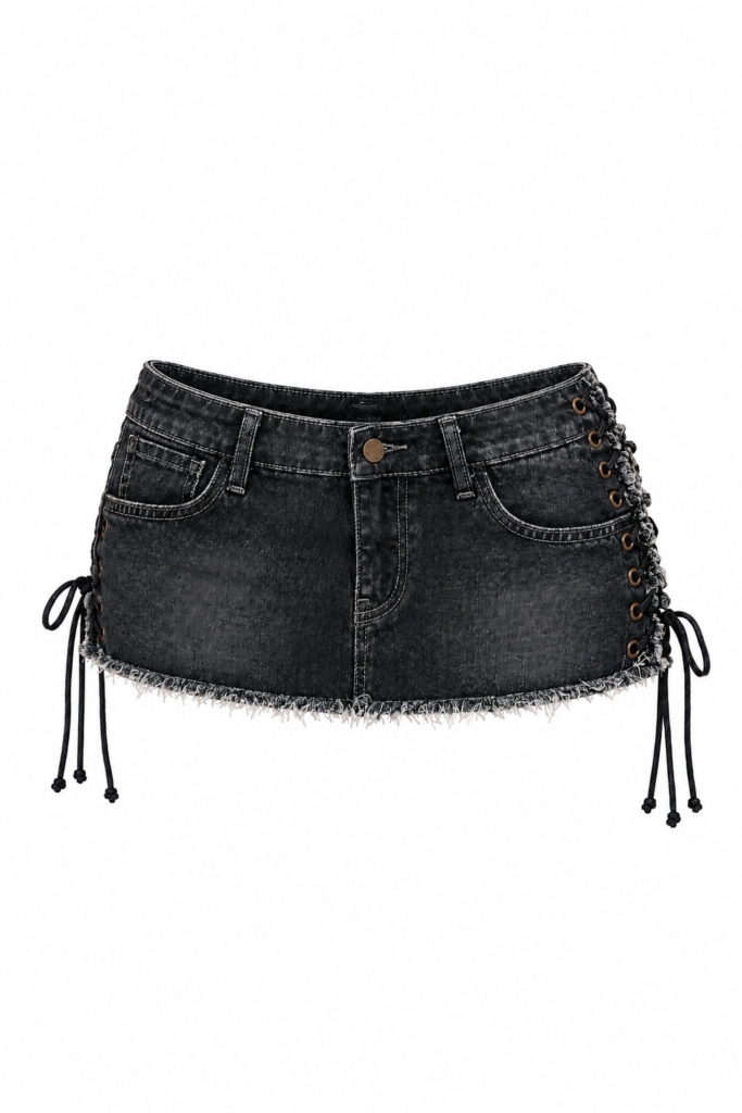 Minishort Black Lace-Up