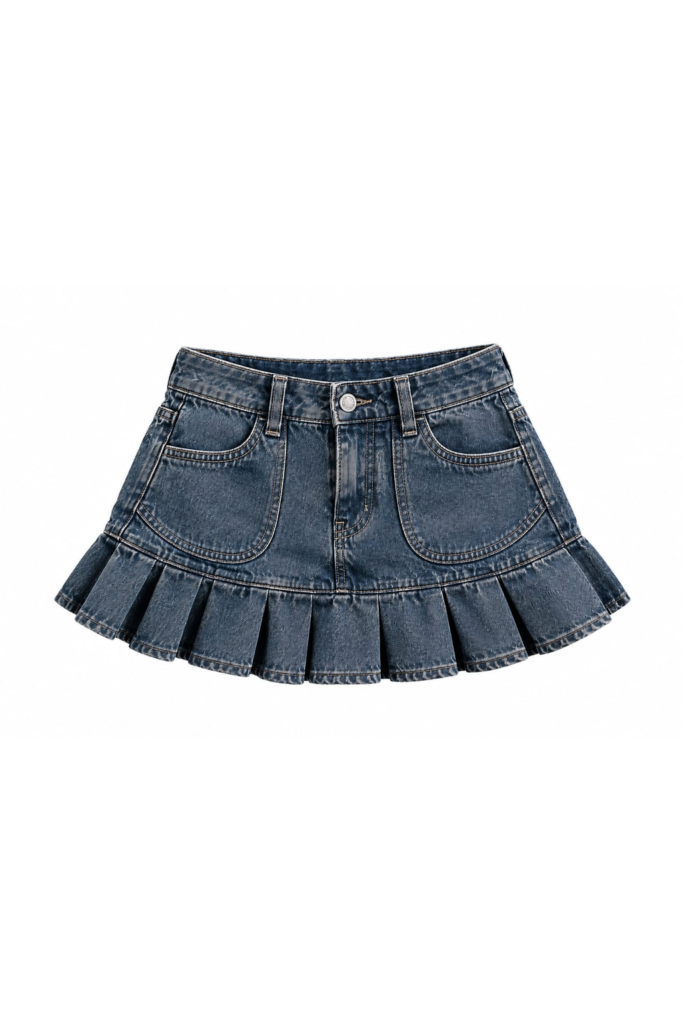 Falda Denim Y2K Plisada