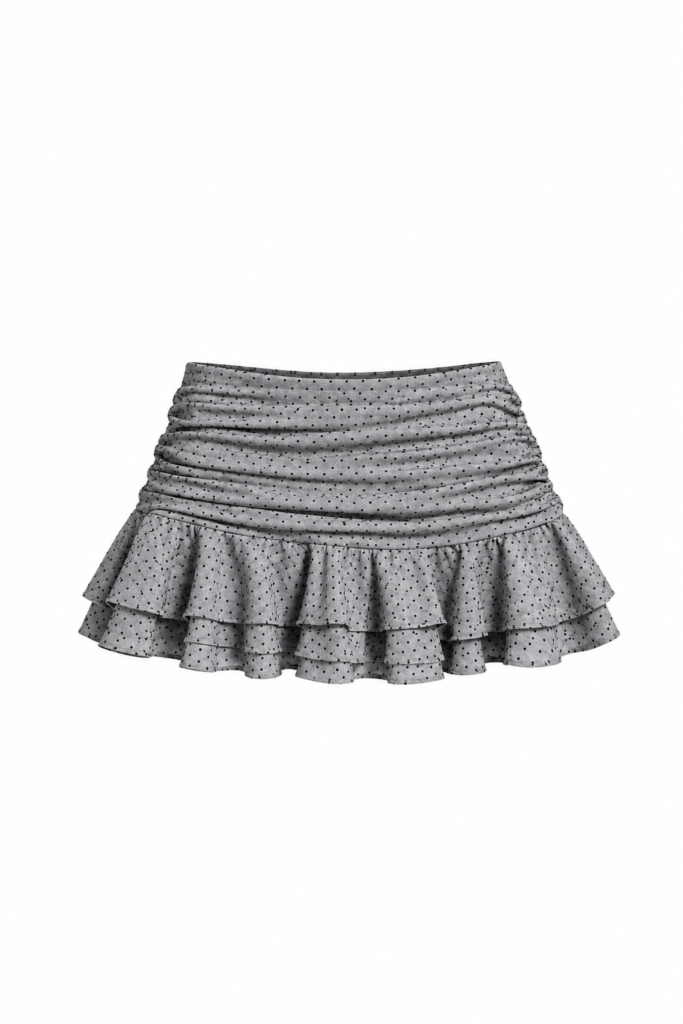 Minifalda Gris Y2K de Lunares