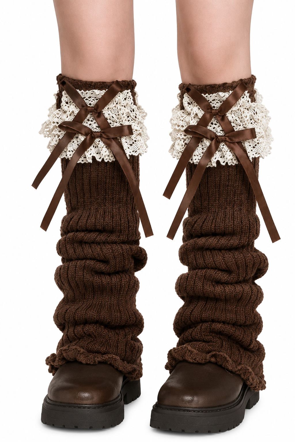 Polainas Cocoa Lace – Marrón Coquette 2K
