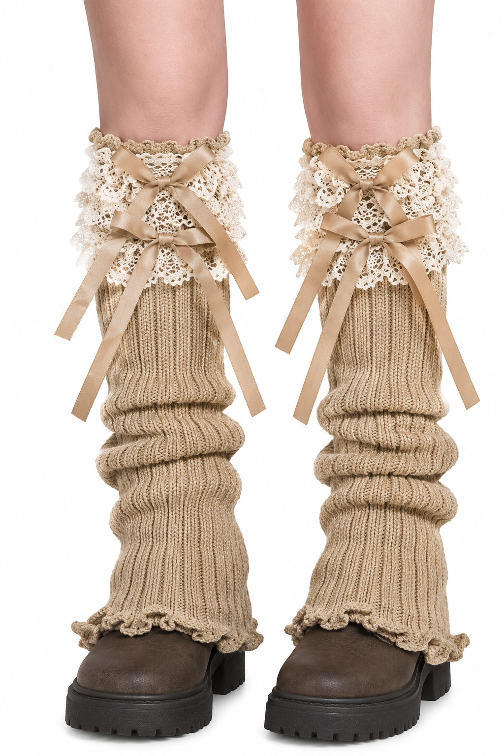 Polainas Lace Ribbon – Beige Coquette 2K