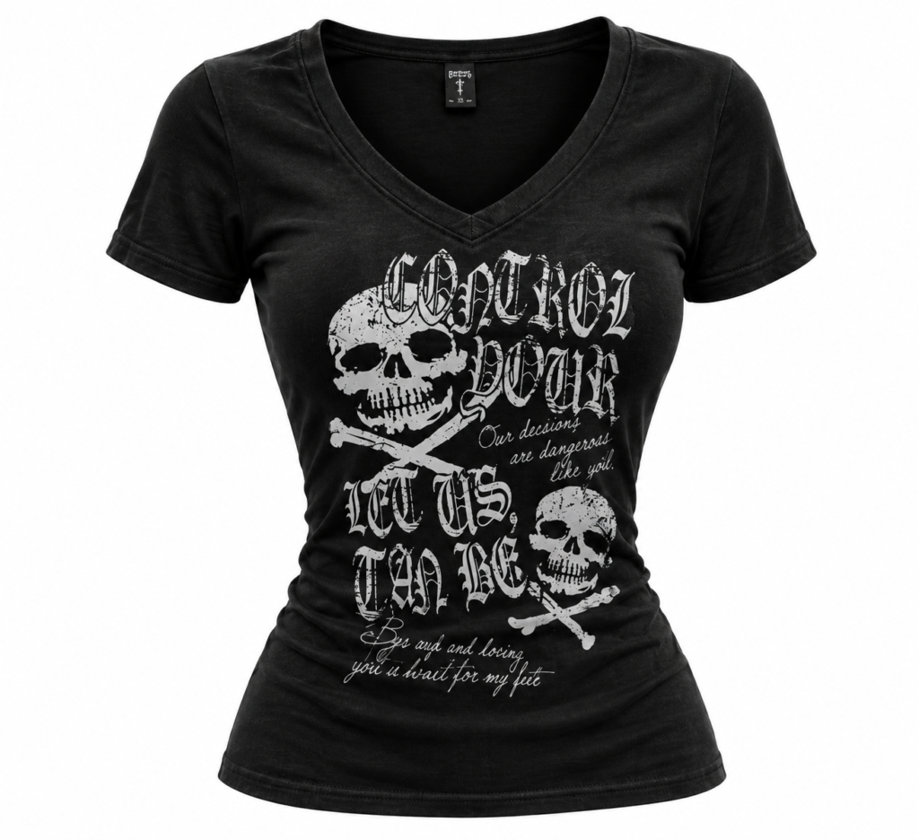 Polo Mortis Vow – Calavera Gótica con Estampado Vintage