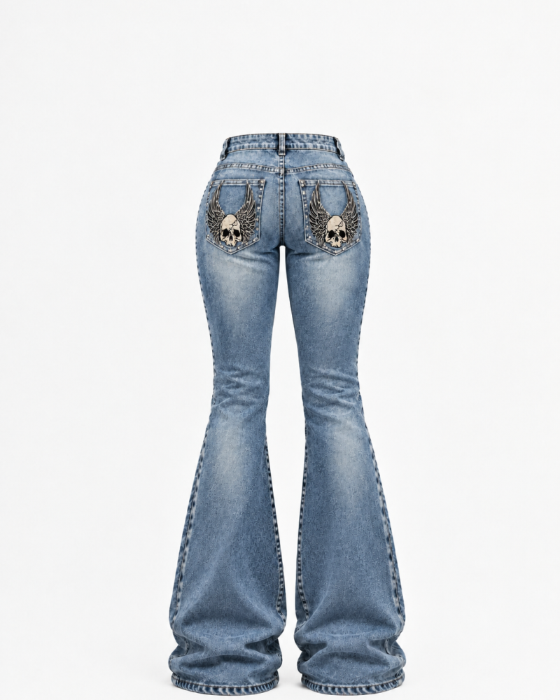 Jean Blue Angel Skull