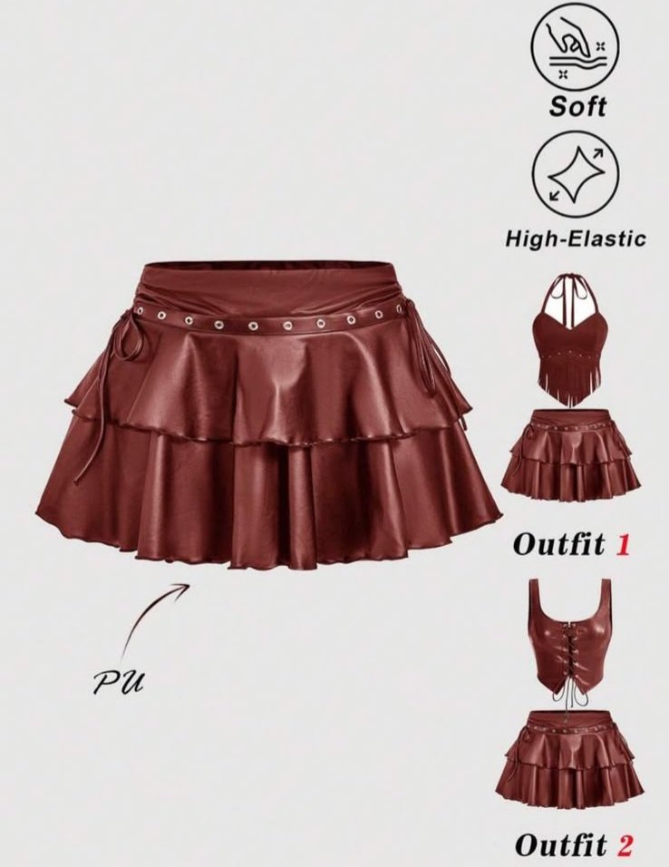 Minifalda Vesper Riot – Efecto Cuero Burdeos
