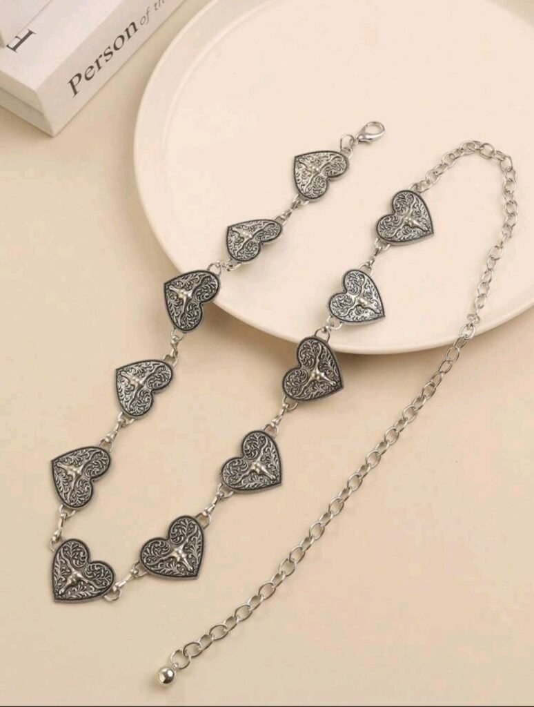 cadena de cadera Silver Hearts – Corazones Góticos Plateados