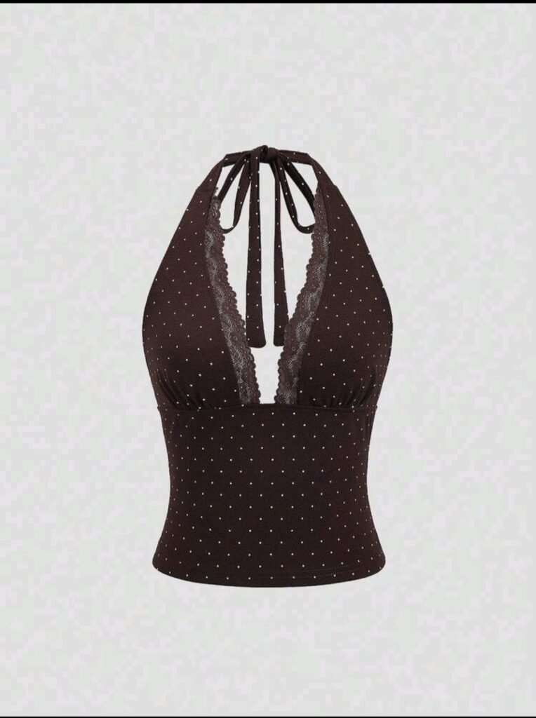 Top Nocturne — Halter de Lunares con Encaje