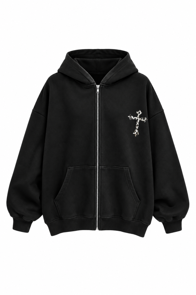 Dark Requiem – Hoodie Leopard Cross
