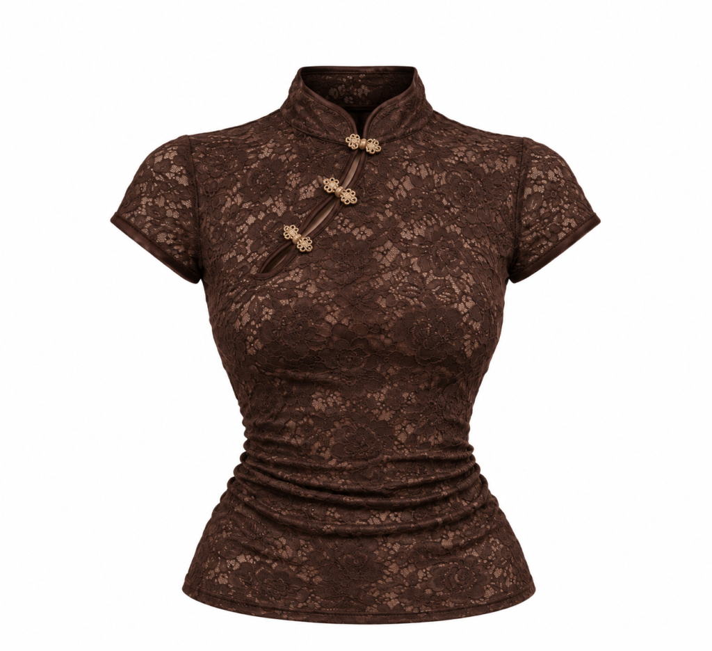 NOCTURNE – Chocolate Lace Qipao